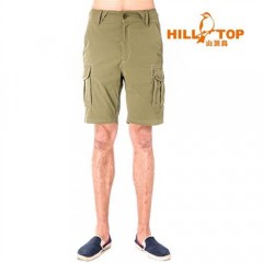 【hilltop山顶鸟】男款吸湿排汗抗UV弹性短裤S09M70-焦绿