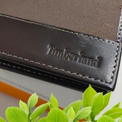【Timberland】男皮夹 短夹 帆布 牛皮夹 多卡夹 大钞夹 品牌盒装／可可色