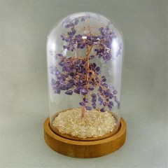 【宝峻晶石馆】紫水晶发财树 简约现代风(附玻璃罩)