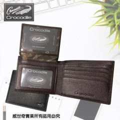 (Crocodile)鳄鱼 真皮短夹／男用皮夹／9卡片钱包  (黑色-11041)