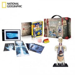 NATIONAL GEOGRAPHIC国家地理科学盒子:设计精密的人体解剖器官少年科学玩具书EA0008(仿真X光片.细胞模型.内臟拼图)