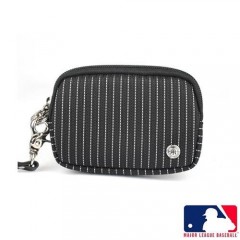 【MLB 美国大联盟 】洋基 条纹零钱包/钱包-(黑色)