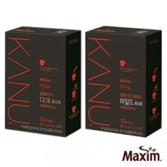 MAXIM麦心 韩国KANU孔刘美式 深焙/中焙 黑咖啡4盒组(1.6g×10入/盒)
