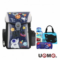 【UnMe】梦想家U型护脊减压磁扣书包组-太空(含餐袋/笔袋/水壶)